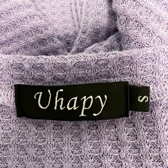 Uhapy Womens Casual Top Purple Long Sleeve Twist Front Waffle Knit Small - Picture 10 of 10
